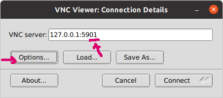 VNC viewer connection interface